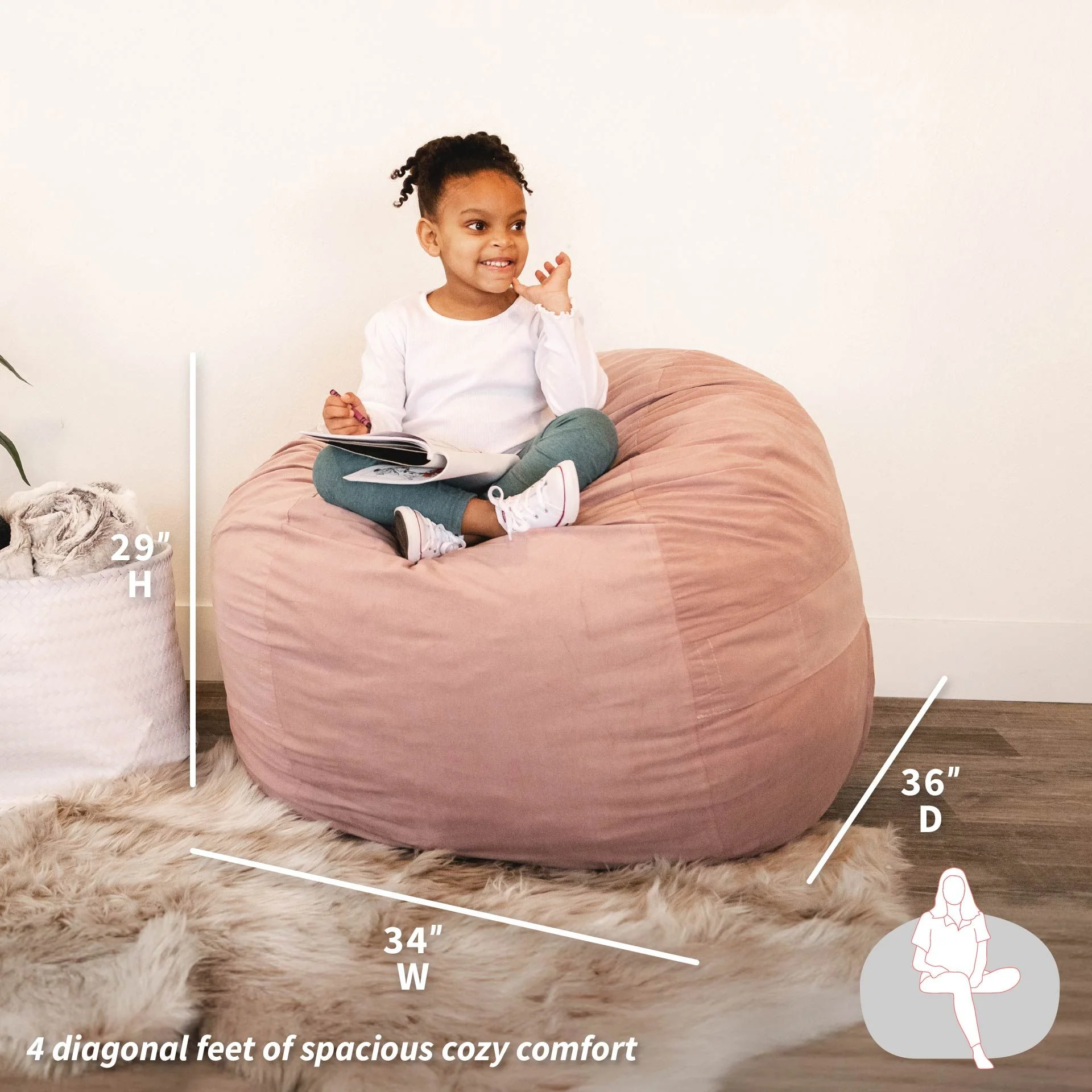 Fuf® 4Ft Foam Bean Bag - Image 71