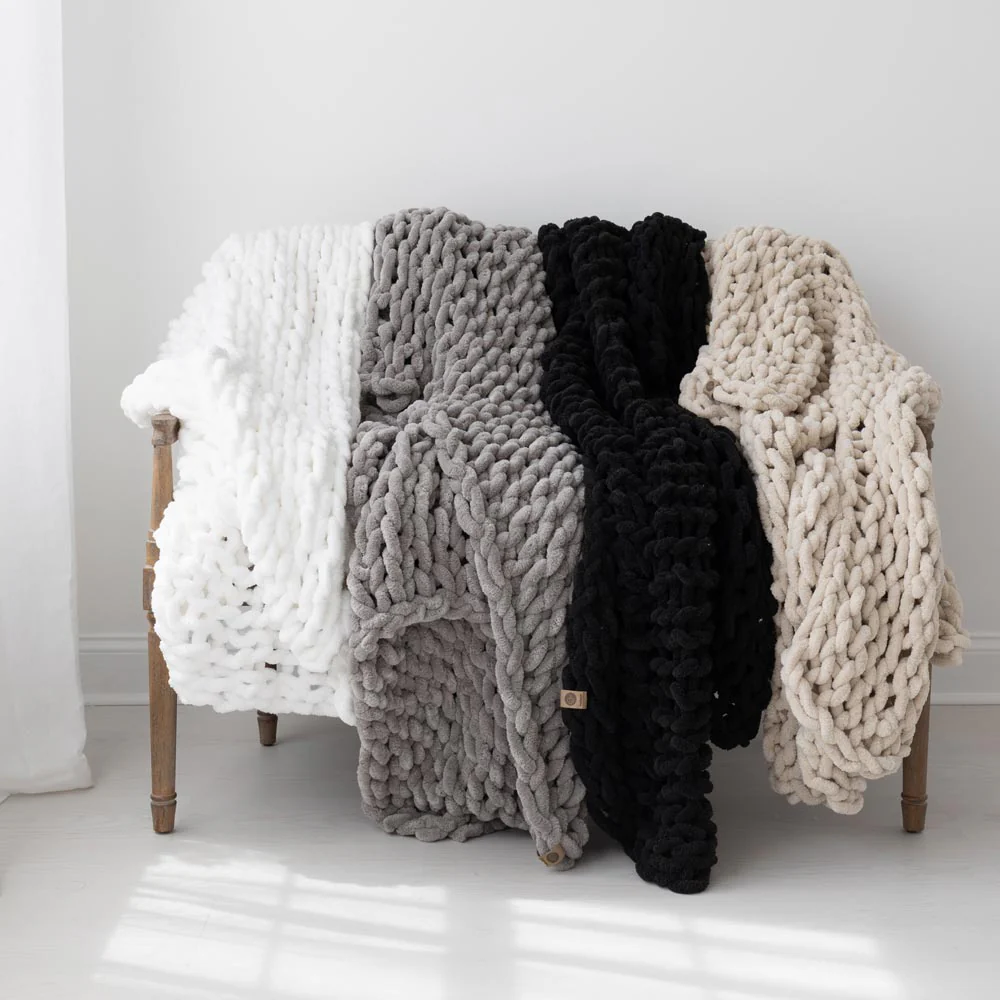 INFINITE CHUNKY KNIT BLANKET | MINKY | BIG - MIST - Image 10