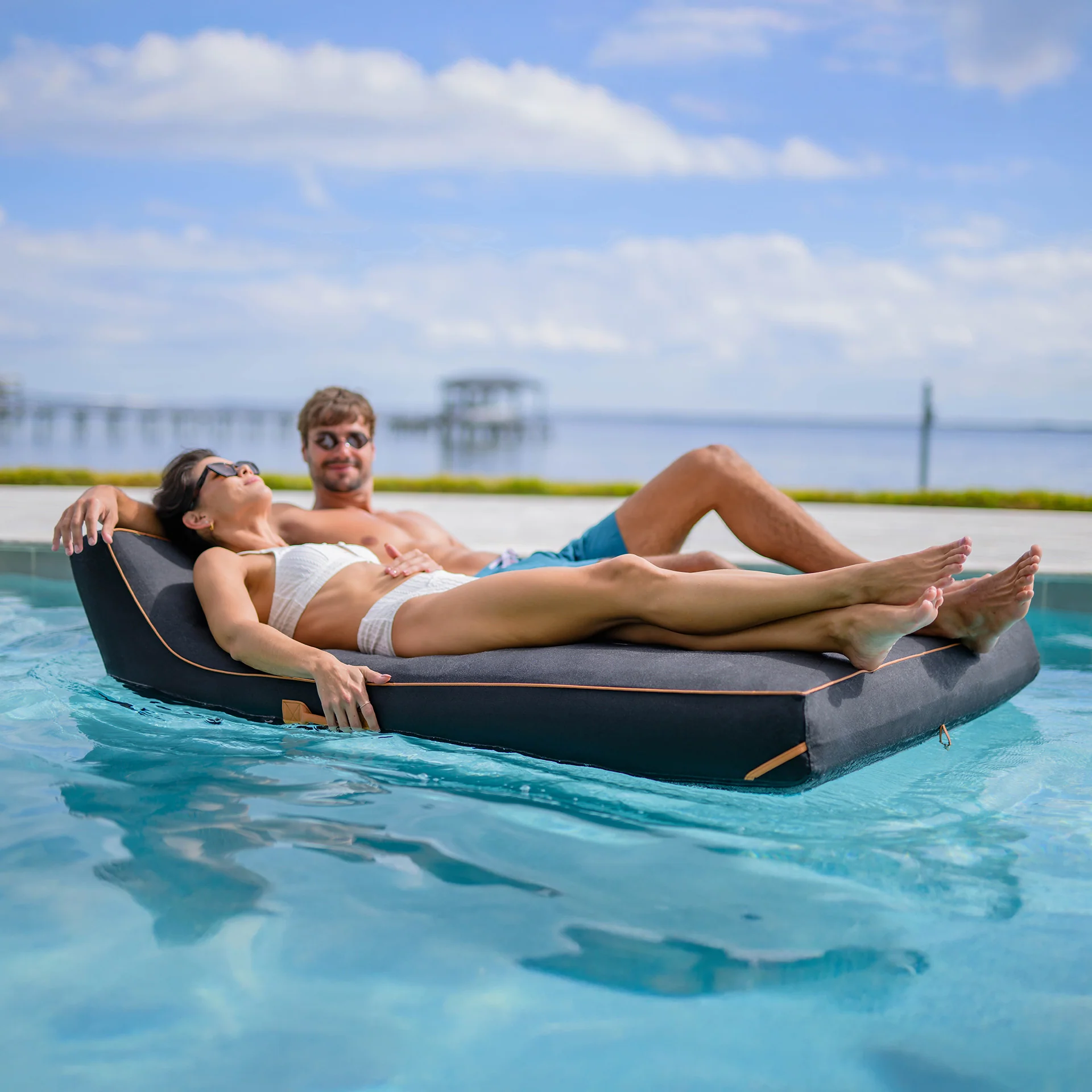Lux Double Inflatable Chaise Pool Float with Sunbrella® Fabric - Image 12