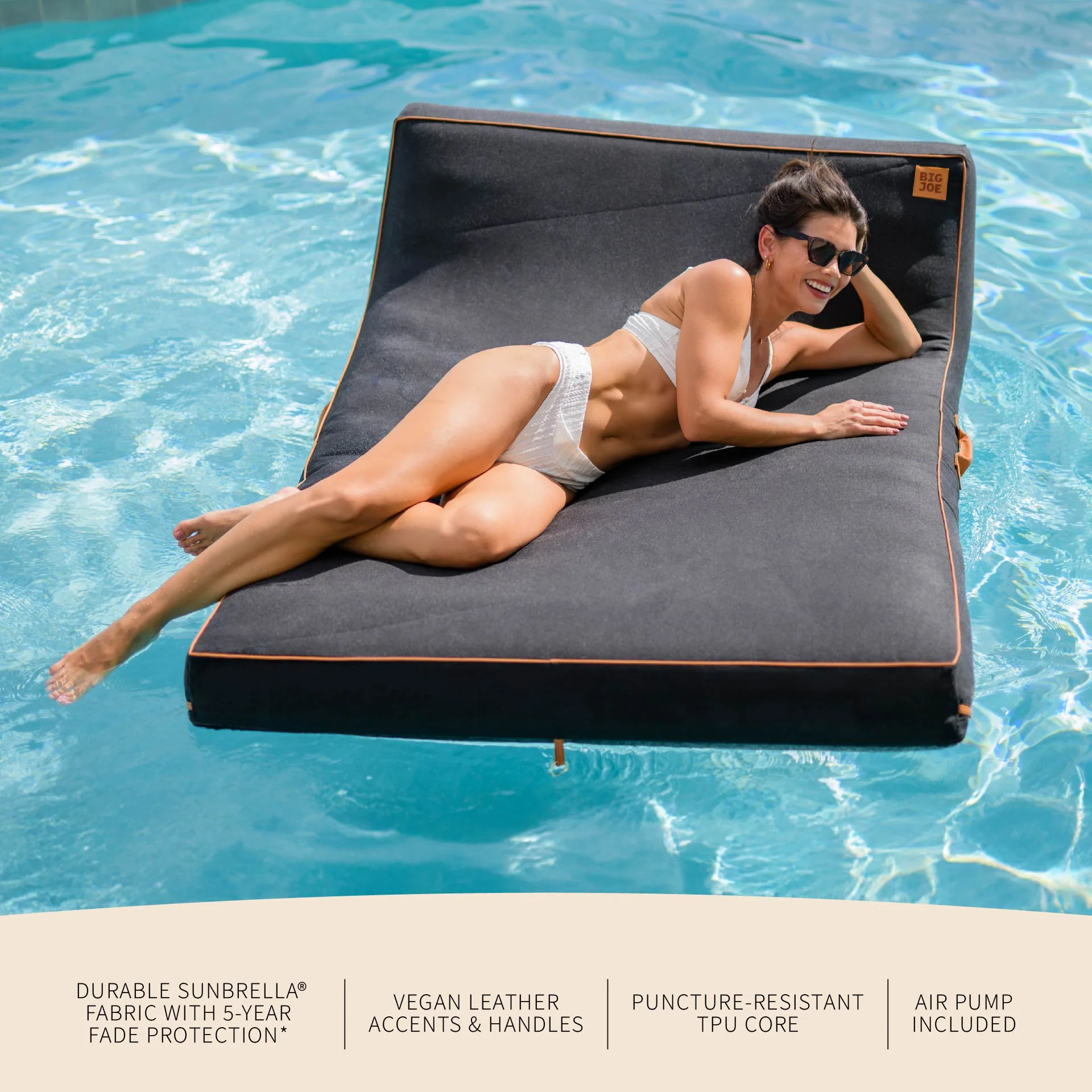Lux Double Inflatable Chaise Pool Float with Sunbrella® Fabric - Image 7