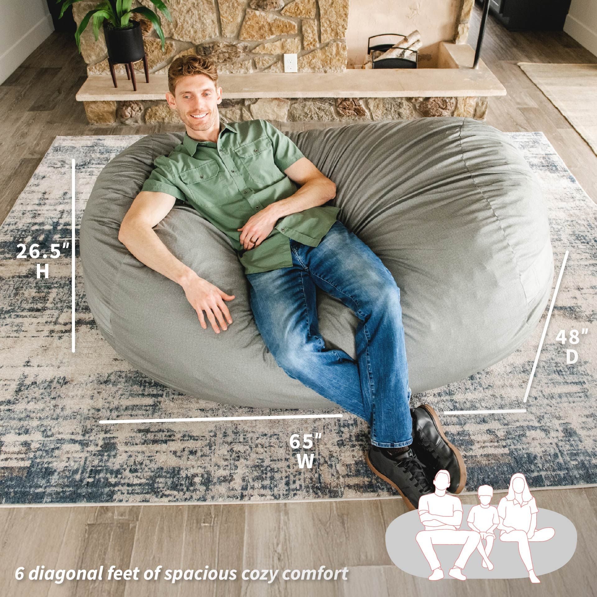 Fuf® 6Ft Foam Bean Bag Lounger - Image 16