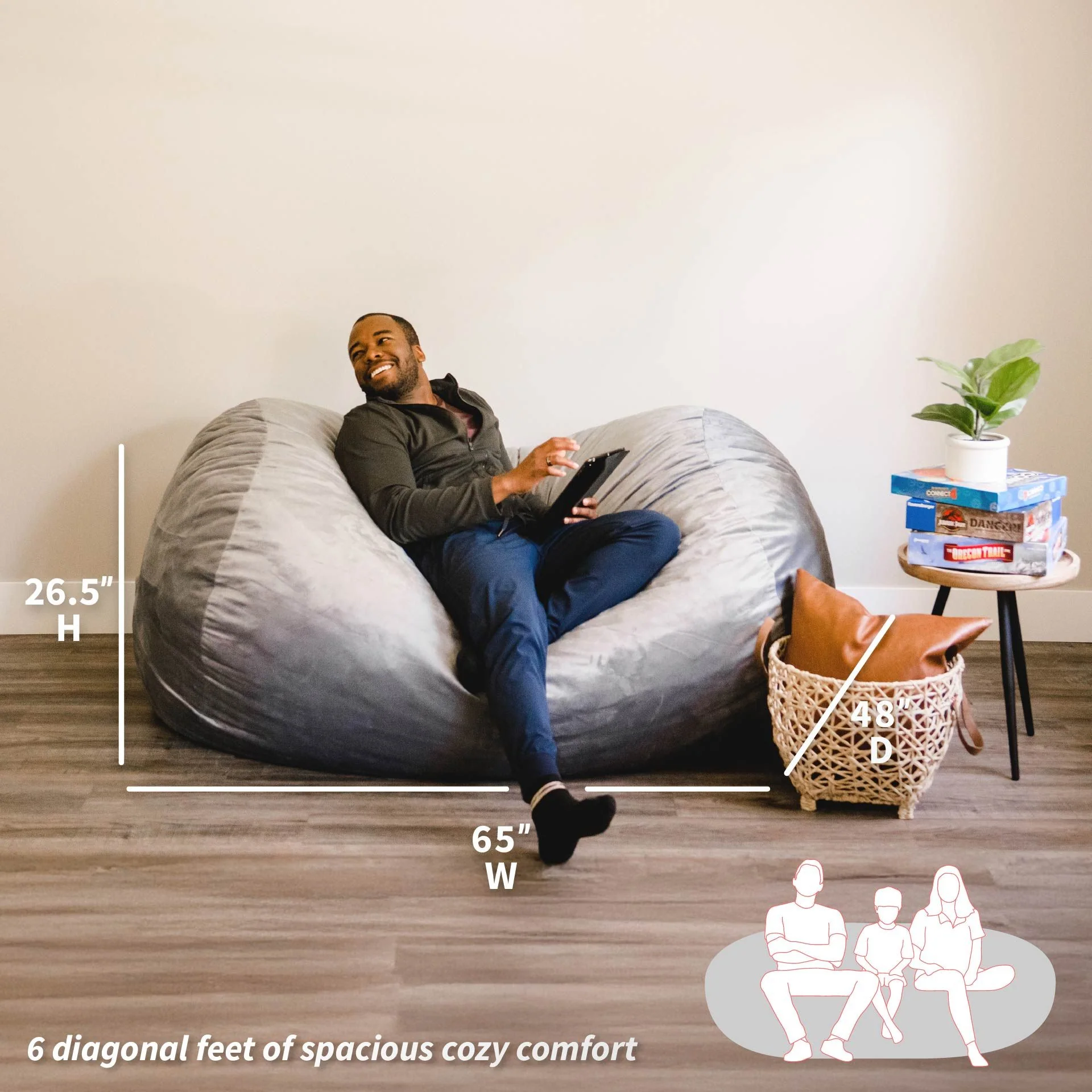 Fuf® 6Ft Foam Bean Bag Lounger - Image 34